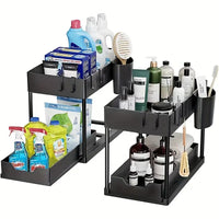 Pull Out Under Sink Storage Rack - Kitchen & Bathroom Organizer-0