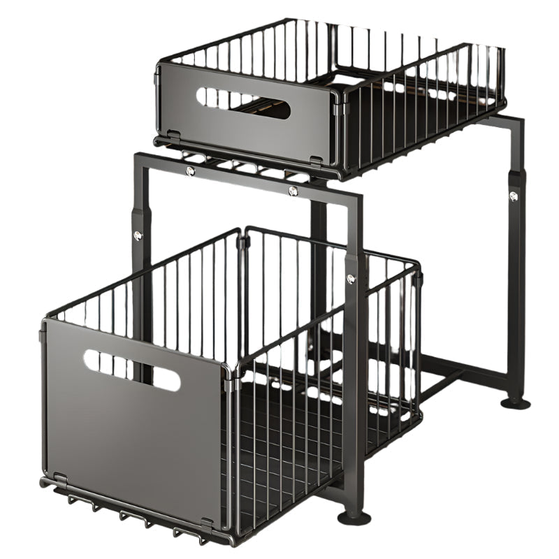 2-Tier Under Sink Storage Rack with Drawers-1