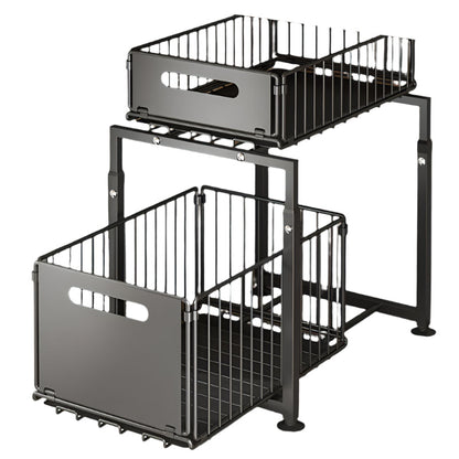2-Tier Under Sink Storage Rack with Drawers-1