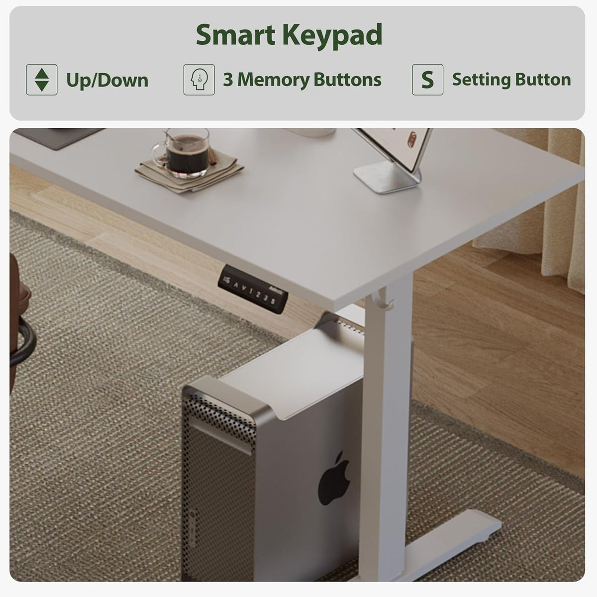 Electric L Shaped Standing Desk 63X55 White Sit Stand-4