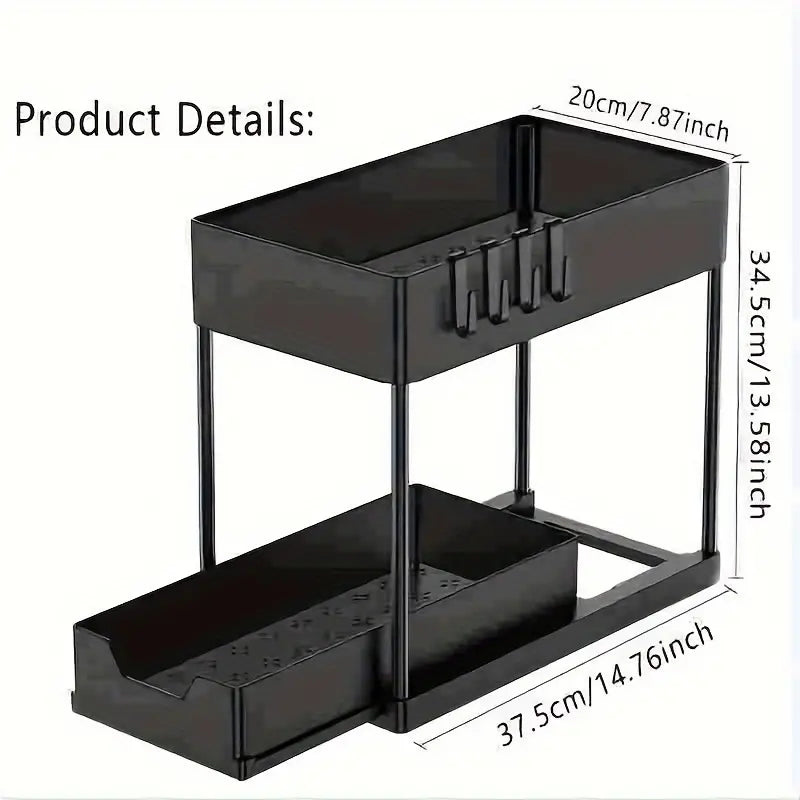 Pull Out Under Sink Storage Rack - Kitchen & Bathroom Organizer-4