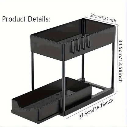 Pull Out Under Sink Storage Rack - Kitchen & Bathroom Organizer-4