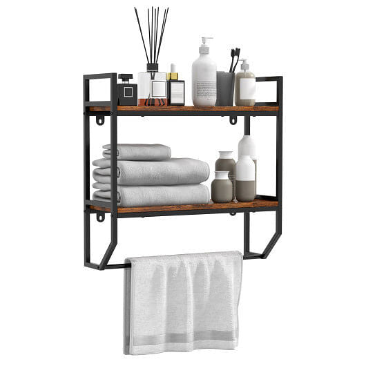 Over the Toilet Shelf Wall Mounted with Metal Frame for Bathroom-0