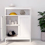 2-Door Bathroom Linen Cabinet with Storage Shelf in White Wood Finish-0