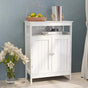 2-Door Bathroom Linen Cabinet with Storage Shelf in White Wood Finish-2