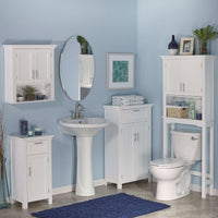 White Bathroom Wall Cabinet Cupboard with Open Shelf-0