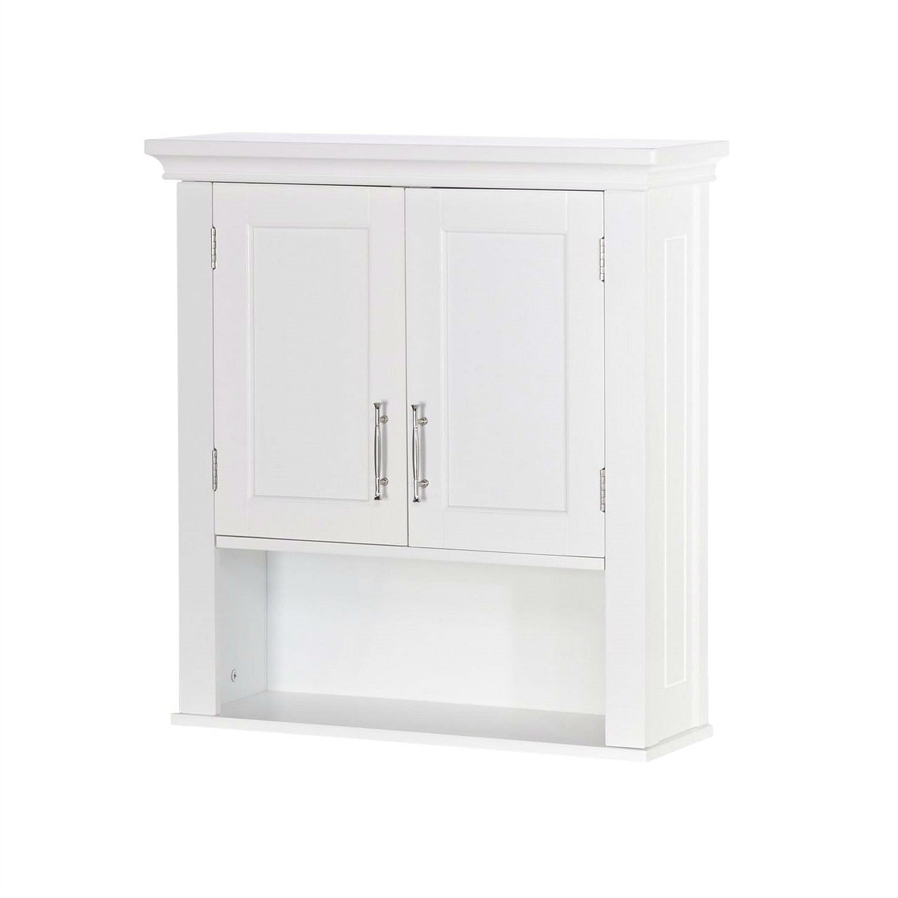 White Bathroom Wall Cabinet Cupboard with Open Shelf-2