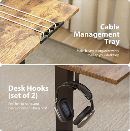 L Shaped Electric Standing Desk 75x61 Sit Stand Brown-4